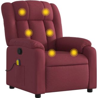 vidaXL Sill&oacute;n De Masaje Reclinable De Tela Color Vino Tinto Vidaxl