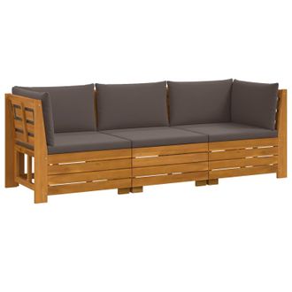 vidaXL Conjunto De Sof&aacute;s De Exterior Con Coj&iacute;n 3 Pieza Marr&oacute;n Vidaxl