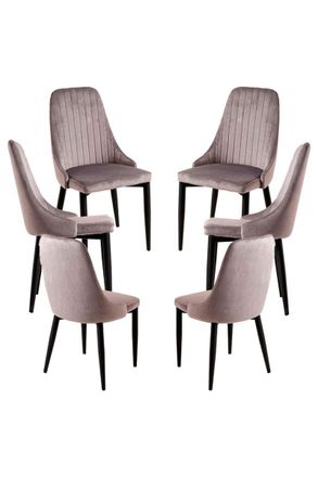Regalos Miguel Regalos Miguel - Packs Sillas Comedor - Pack 6 Sillas Kan Terciopelo - Gris