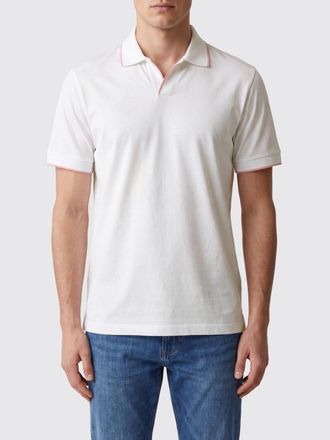 Moorer Short-Sleeved V-Neck Cotton Polo Shirt with Contrast Trims