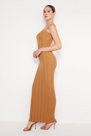 Good American Womens Ribbed Knit Maxi Dress | Canyon, Size Medium | Good American by Khlo&Egrave; Kardashian