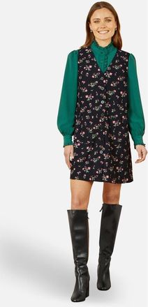 Yumi Floral Print Pinafore Dress in Black at Nordstrom, Size 10