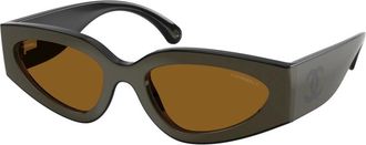 Chanel Cat Eye Zonnebril - Dames - Accessoires - Bruin - Maat: 54 MM Nylon