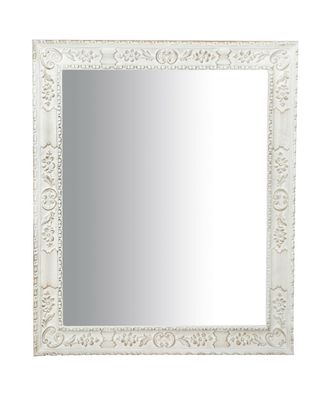 Biscottini International Biscottini - Espejo De Pared De Colgar Vertical/horizontal De Madera Acabado Blanco Envejecido Rettangolare Hecho En Italia