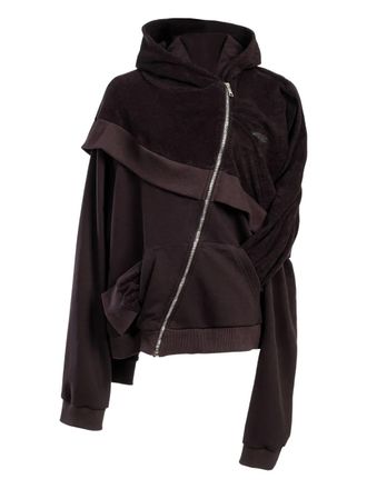 Natasha Zinko draped zip-front hoodie - unisex - Cotton - S - Black