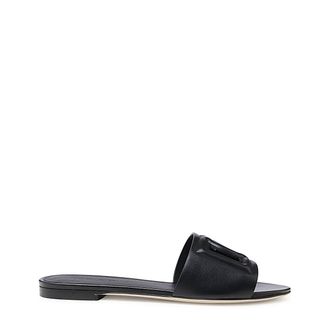 Dolce & Gabbana Dg Logo Leather Flat Sandals