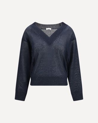 Brunello Cucinelli T-shirt Sparkling in lino Woman L