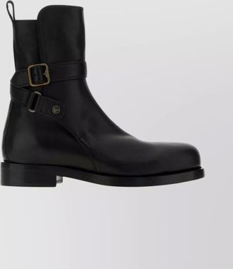Burberry round toe leather ankle boots with pull tab