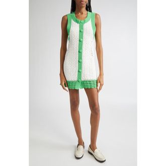 Ramy Brook Chelsea Open Stitch Shift Dress in Ivory Tropic Green Colorblock at Nordstrom Rack, Size X-Large