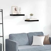 OEM Estantes Flotantes, Juego De 2, Negro Brillante, 40 X 23 X 3,8 Cm, Mdf - Crezuo