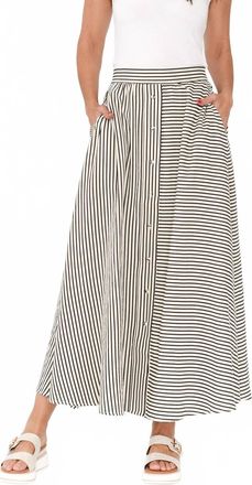 Brave & True Lucy Skirt In White With Black Stripe