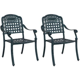 vidaXL Silla De Jard&iacute;n 2 Pcs Verde 55 X 56.5 X 91cm Aluminio Vidaxl
