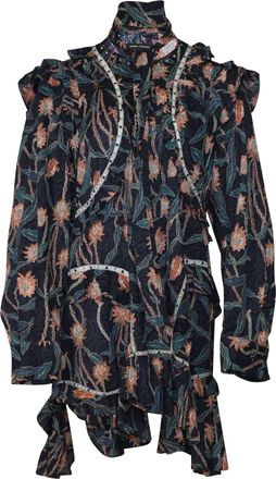 Isabel Marant Ullo Ruffle Mini Dress in Blue Cotton