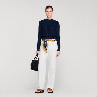 Sandro Cropped textured knit cardigan