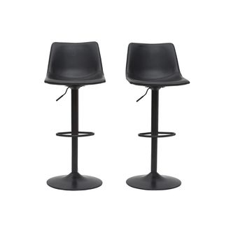 Miliboo Miliboo - Taburete De Bar Vintage Regulable Pu Negro 61cm Lote De 2 New Rock