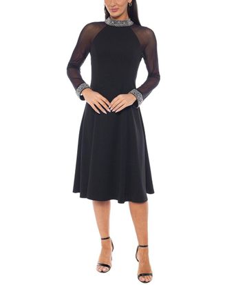 OLEG CASSINI Beaded Neck And Cuff Midi Dress
