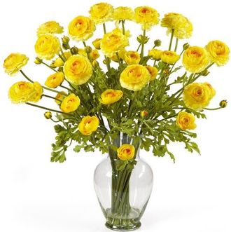 Nearly Natural Ranunculus Liquid Illusion Artificial Flower Arrangement in Yellow at Nordstrom