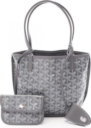 Goyard Gray White Coated Canvas Leather Handbag Tote Bag (Pre-Owned)