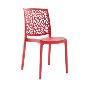 Siediti Fuori e Dentro Conjunto de 4 sillas de resina para interior o exterior rojas