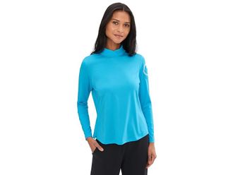 Jamie Sadock Sunsense Crossover Mock Neck Outer Layer Essential Womens Clothing Bonamassa Blue : 2XL, Polyester/Spandex