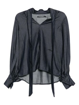 Karl Lagerfeld ribbon long-sleeve blouse - Blue