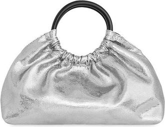 Rebecca Minkoff Mini Madeleine Metallic Leather Top Handle Bag in Silver at Nordstrom