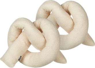 Beliani Conjunto De 2 Cojines Modernos 172 X 14 Cm Tela Afelpada Almohada M&uacute;ltiples Formas Textil Decoraci&oacute;n Accesorios Sala De Estar Dormitorio Beige Gladiol