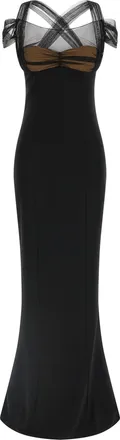 Nensi Dojaka Black Viscose Long Womens Dress