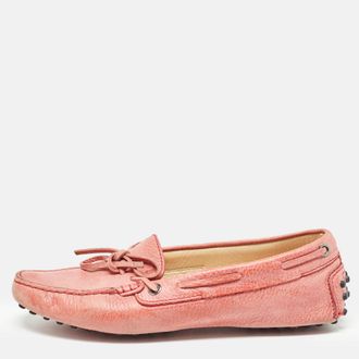 Tod's Tods Pink Leather Slip On Loafers