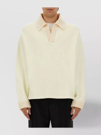 Jacquemus cotton v-neck long-sleeve polo sweater