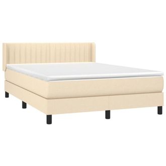 vidaXL Cama Box Spring Con Colch&oacute;n Tela Color Crema 140x190 Cm Vidaxl