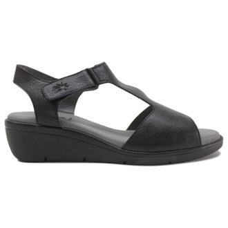 FLY London NOVA932FLY Mousse Leather Womens Hook and loop Sandals - Black - Size:UK 5