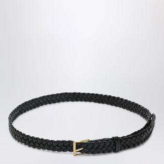 Bottega Veneta Intreccio calfskin Solo belt with metal buckle in black