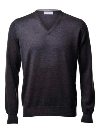 Gran Sasso Wollen sweater met V-hals - Zwart