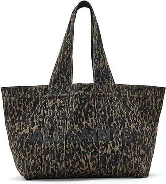 AllSaints Izzy Leopard Denim Tote Handbags Leopard Brown, Cotton/Denim
