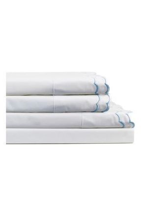 Melange Home Double Scallop Embroidered 300 Thread Count 100% Cotton Sheet Set in Blue/White at Nordstrom Rack, Size California King