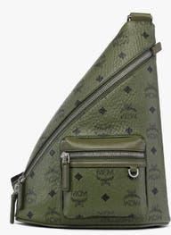 MCM Mini Aren Sling in Visetos in Khaki Moss at Nordstrom