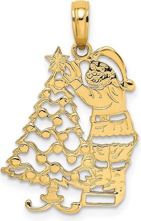 Diamond2Deal 10k Yellow Gold Polished Christmas Tree Santa Pendant