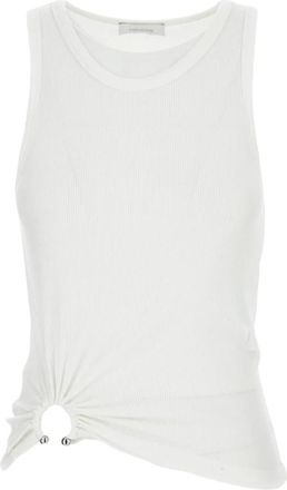 Paco Rabanne Sleeveless Tops, female, White, S, Tank Top With Signature Piercing