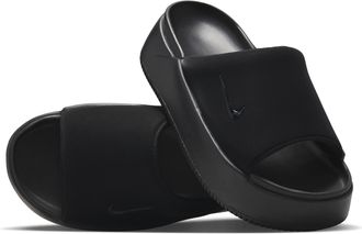 Nike Womens Calm Elevation Slides in Black | IO0495-001