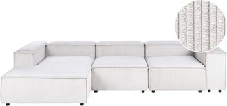 Beliani Sof&aacute; Modular 4 Plazas Moderno Patas Negras Tapizado Pana Blanco Crema Derecho Ardal