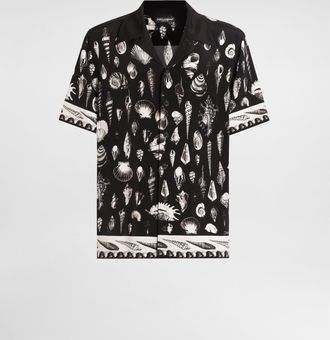 Dolce & Gabbana Shell-print Crêpe Marocaine Hawaii Shirt - Man Shirts Multicolor 37