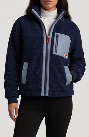 Hunter Emma High Pile Fleece Jacket in Midnight at Nordstrom, Size X-Large