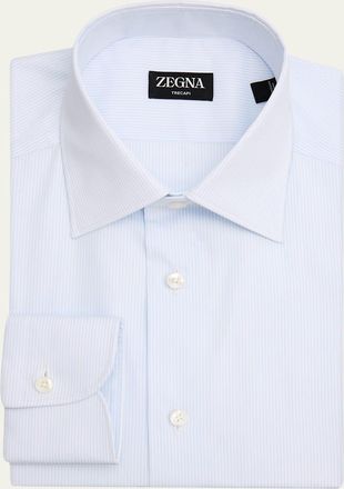 Ermenegildo Zegna Mens Micro-Stripe Trecapi Cotton Dress Shirt