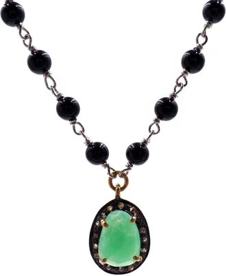 Savvy Cie Jewels STERLING SILVER AQUA-CHALCO NECKLACE