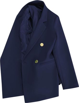 Generic Blazers for Women UK Long Sleeve Lapel Collar Suit Jackets with Pockets Business Casual Slim Fit Jacket Outerwear Fall Office Work Wear Navy