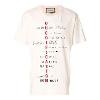 Gucci Alphabet Printing Short Sleeve Creamy White 492347-X3N07-7550