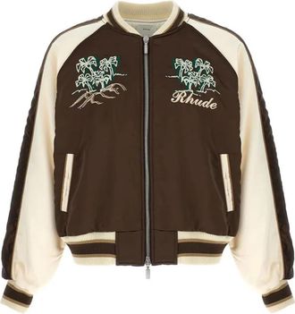 Rhude Souvenir Varsity Bomberjack - Heren - Bomber jackets - Bruin - L - Polyester - Jassen