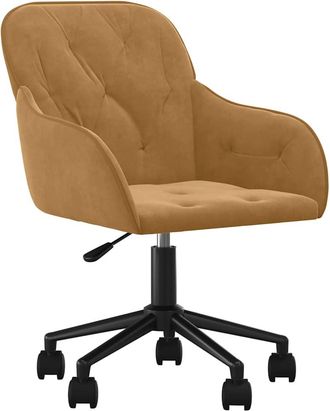 vidaXL Silla De Oficina Giratoria De Terciopelo Marr&oacute;n Vidaxl