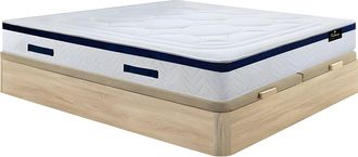 Vente-Unique Cama 180 x 200 cm - Somier con arc&oacute;n natural claro + colch&oacute;n h&iacute;brido de muelles ensacados - MARQUIS de YSM&Eacute;E